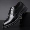 Leather Shoes Men's Business Spring New Trend Platform Plaid Men's Shoes Non-slip Lace-up Pointed Shoes