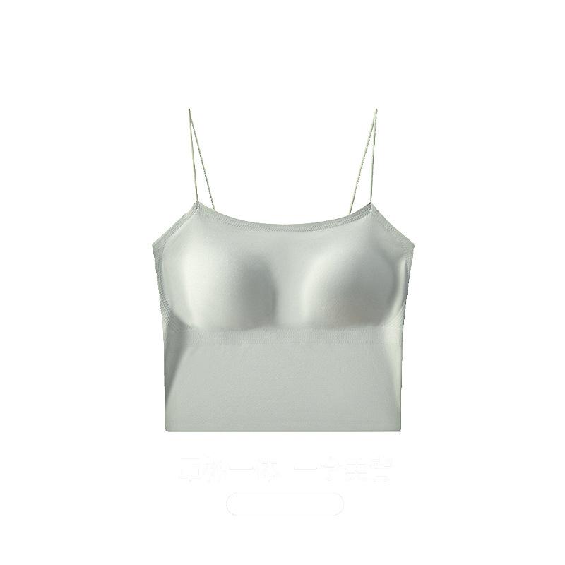 Sling Vest Women's Inner Chest Pad Ice Silk One-piece Anti-light and Seamless Tight Body Cover Sub-breasts Sleeveless Vest Base