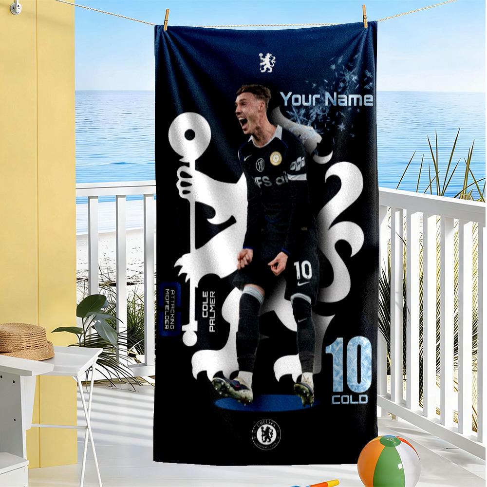 Chelsea Fc Football Player Customize Text Beach Towel Soft Durable Quick-Dry Perfect for Traveling Yoga Camping and Swimming