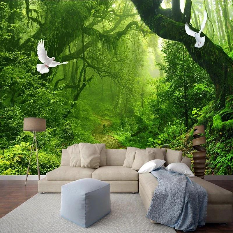 Large 3d Green Forest Wallpaper Big Tree Mural Living Room Tv Background Wall Mural