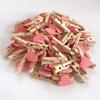 DIY Craft Wooden Clips Natural Wood Clothespins Love Heart 50pcs Colored Heart