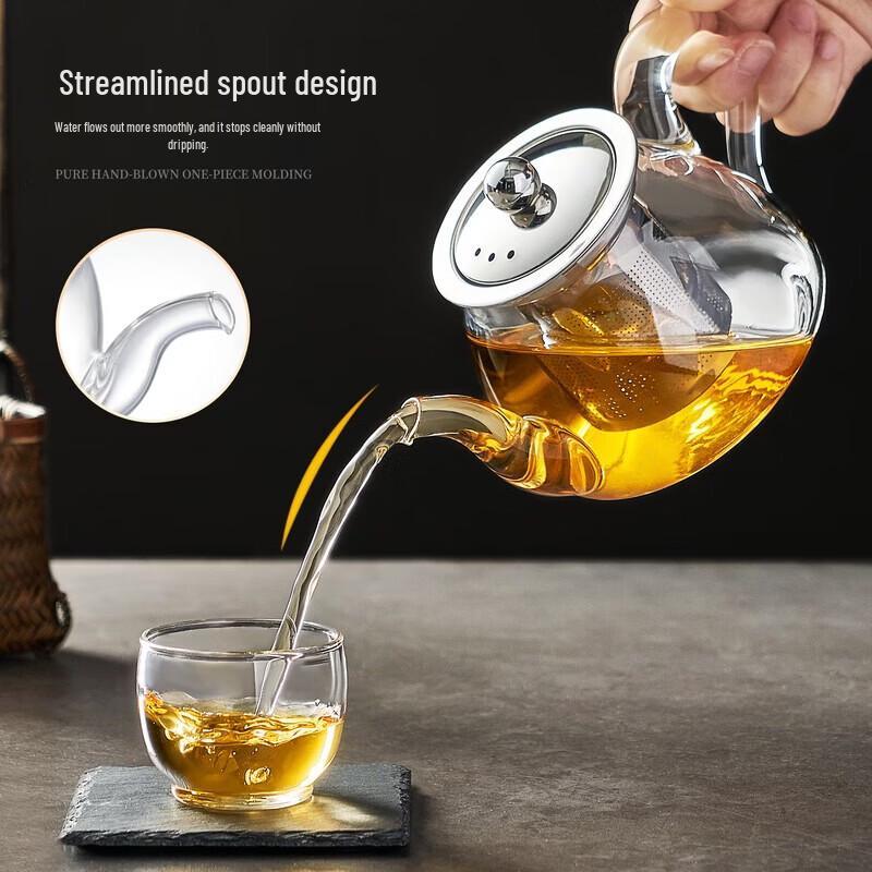 YIHUTEA Heat-Resistant Filter Glass Teapot