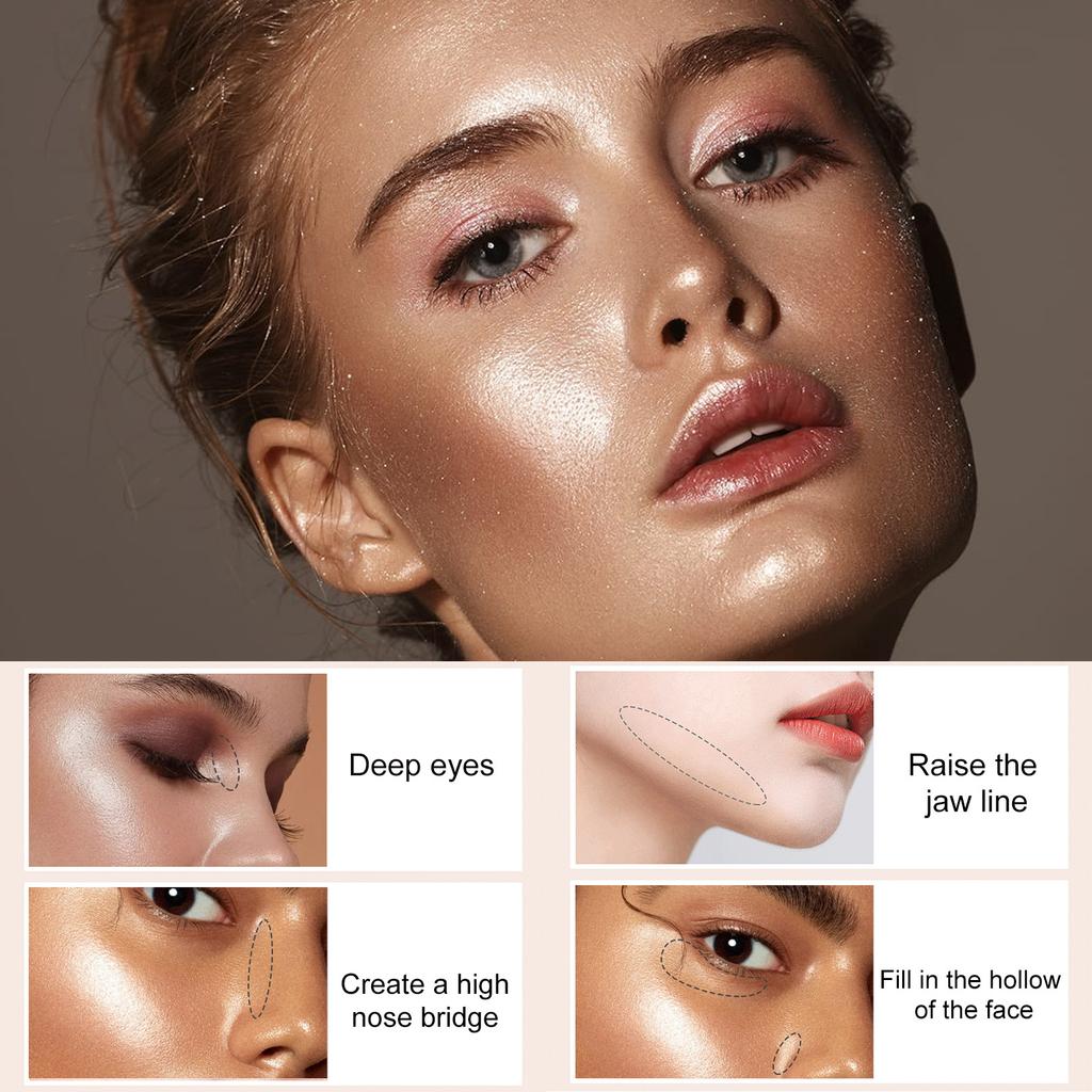 EELHOE 3 Farben 3D Face Brighten Highlighter Bar Kosmetischer Gesichtskontur-Bronzer Schimmer Highlighter Stick Concealer Creme Make-up-Tool