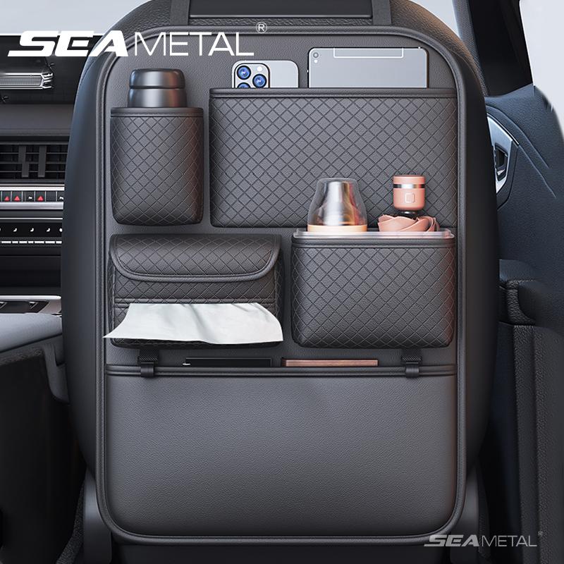 SEAMETAL Car Seatback Storage Bag Car Seat Anti Kick Pad Multifunctional Hanging Bag Seat Organizer Tissue Box Cup Holder