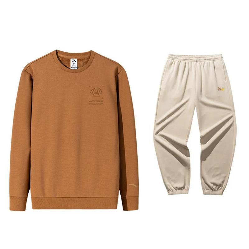 

Anta Long Sleeve Round Neck Pullover Loose Sweatshirt Fleece Warm Sweatpants Casual Sports Suit Men sweatshirt 152447727N-2+972518301-1 XXXL