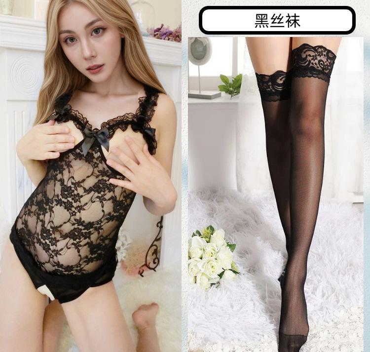 Fun underwear Fun sexy suspender lace gather perspective temptation mesh nightdress Open file free pajamas women's models