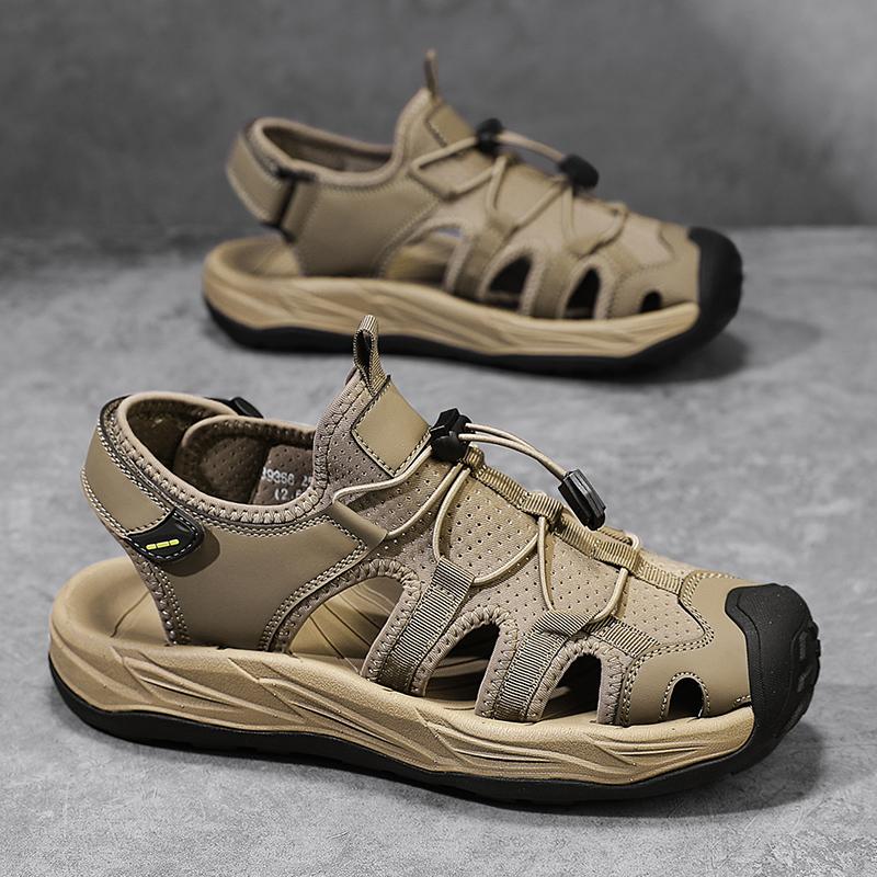 

Летние мужские сандалии больших размеров, классические походные туфли на открытом воздухе, дышащие нескользящие сандалии с закрытым носком, модная удобная мужская спортивная обувь 42