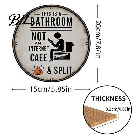 Humorous Restroom Sign Vintage Wooden Bathroom This Is A Not Cafe Shelf Decor Funny Wall Art Rustic Hanging Round Plaque for Farmhouse Washroom Door