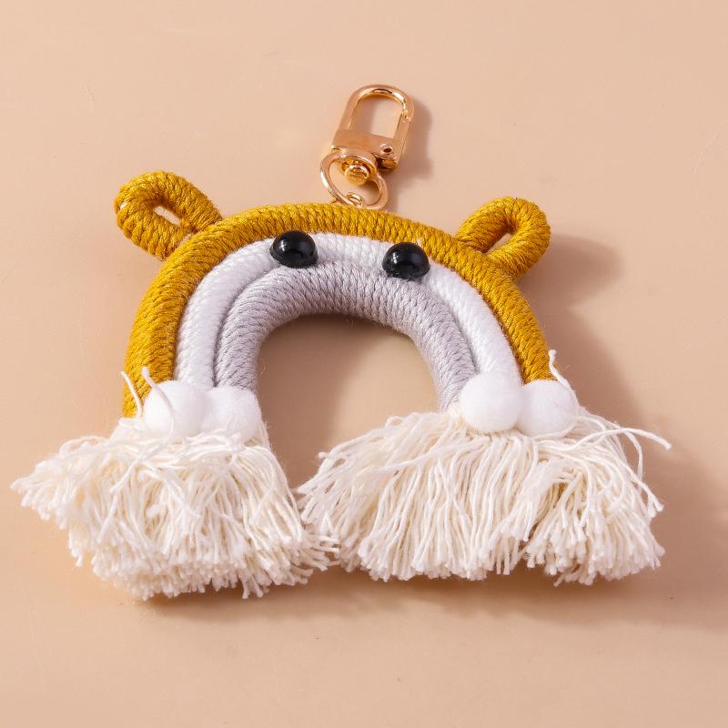 Chaveiro Arco-Íris Fofo Feito à Mão Bola Macia e Fofa Pingentes para Chaveiro para Mulheres Meninas Decoração de Bolsa de Mão Joias Artesanais DIY Presente