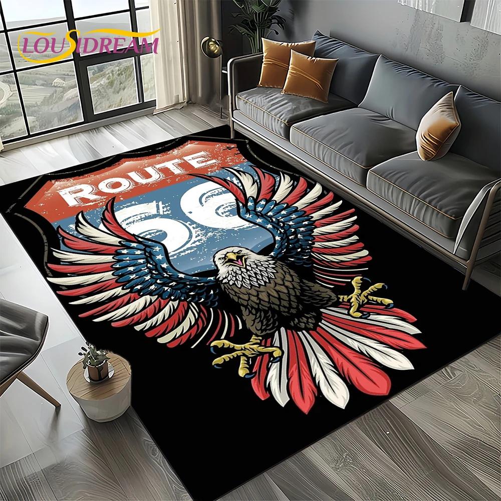 Route 66 Retro America Historic Mother Road,mãe EstradaCarpet Rug for Living Room Bedroom Home Sofa,Area Rug Non-slip Floor Mat