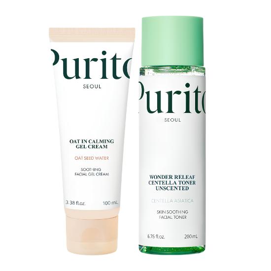Purito Seoul Oat In Calming Gel Cream 100ml+Wonder Releaf Centella Toner 200ml Unscented | Lightweight Soothing Care