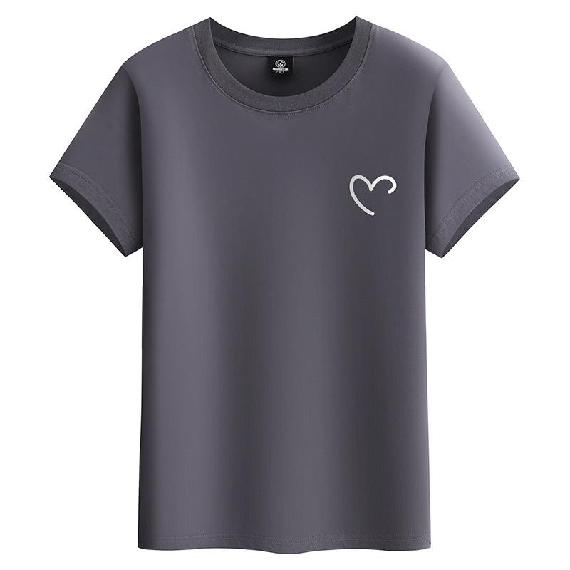 Heart Shape M-6XL Pure Cotton Mens Short-sleeved T-shirt Round Neck Boy Casual Tee Shirt