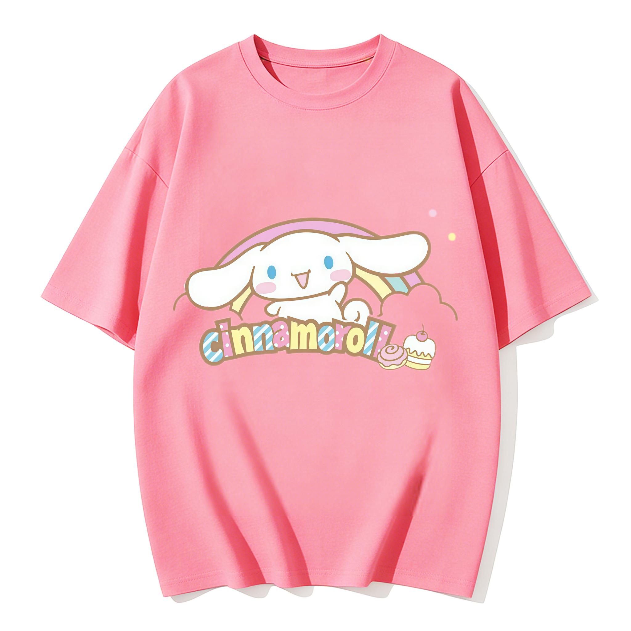 

2026 New Cinnamoroll Rainbow Cake Cartoon Print Tshirt Family Matching Outfits Casual Short Sleeve Tee for Women Unisex Kids Tops S