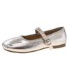 Silver French retro flat bottom light mouth inner height increase single shoes women's summer 2025 new skirt versatile Mary Jane shoes