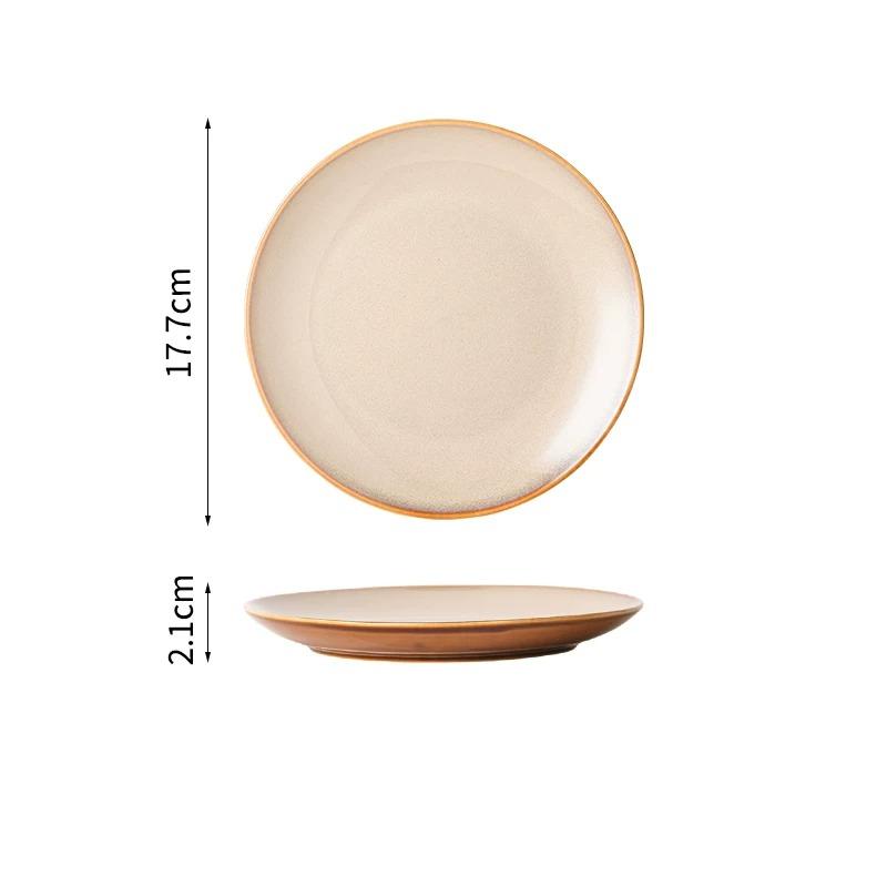 Ceramic Dinner Creative Kiln Change Retro Shallow Plate Japanese Food Store Household Commercial Steak Disc Tableware