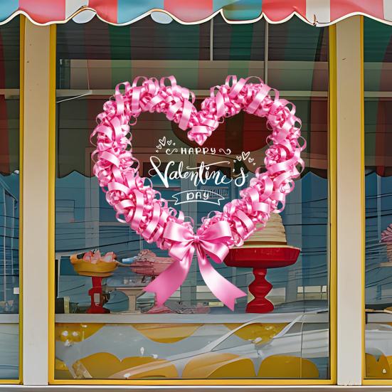 Valentinstag Fenstersticker PVC Herz Rose Liebesbrief Form Kranz Abnehmbar Wasserdicht Statischer Glasaufkleber