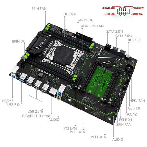 1-Piece PCB X99 MR9A LGA2011-3 Motherboard, Color: As Shown, DDR4 M.2*2 Compatible