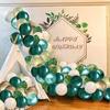 Jungle Themed Party Balloon Wreath 12 Metal Green Balloons Decorated Tropical Palm Leaf Birthday Animal Party