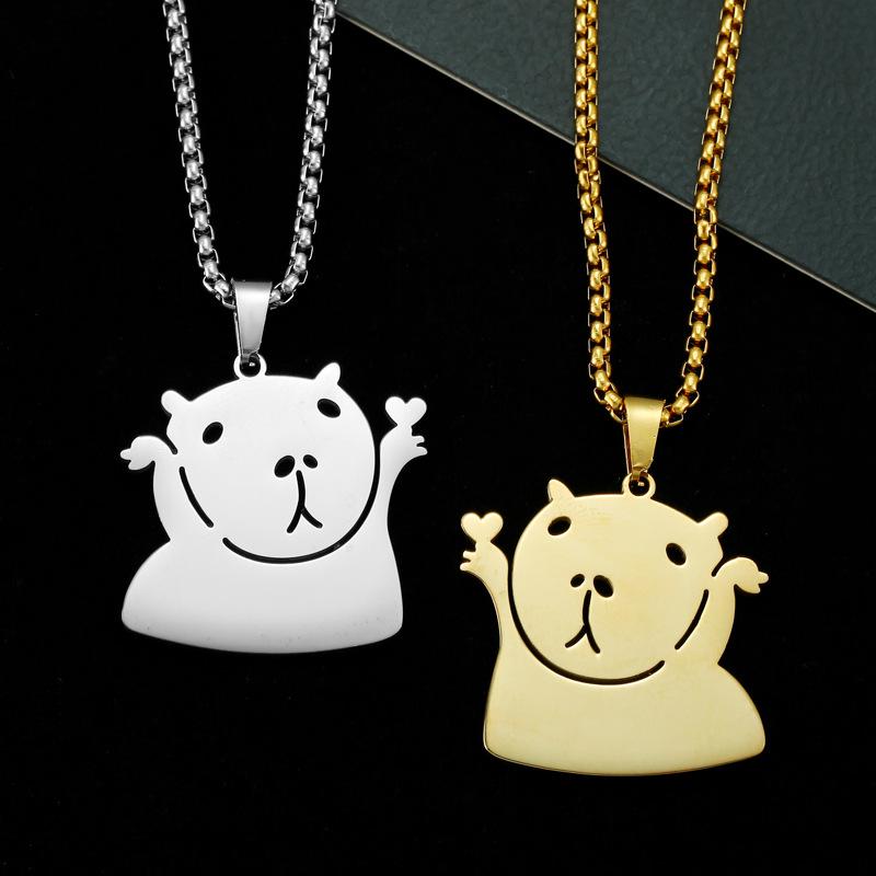 Capybara Necklace Couple Pendant Valentine's Day Gift Funny and Cute Titanium Steel Necklace