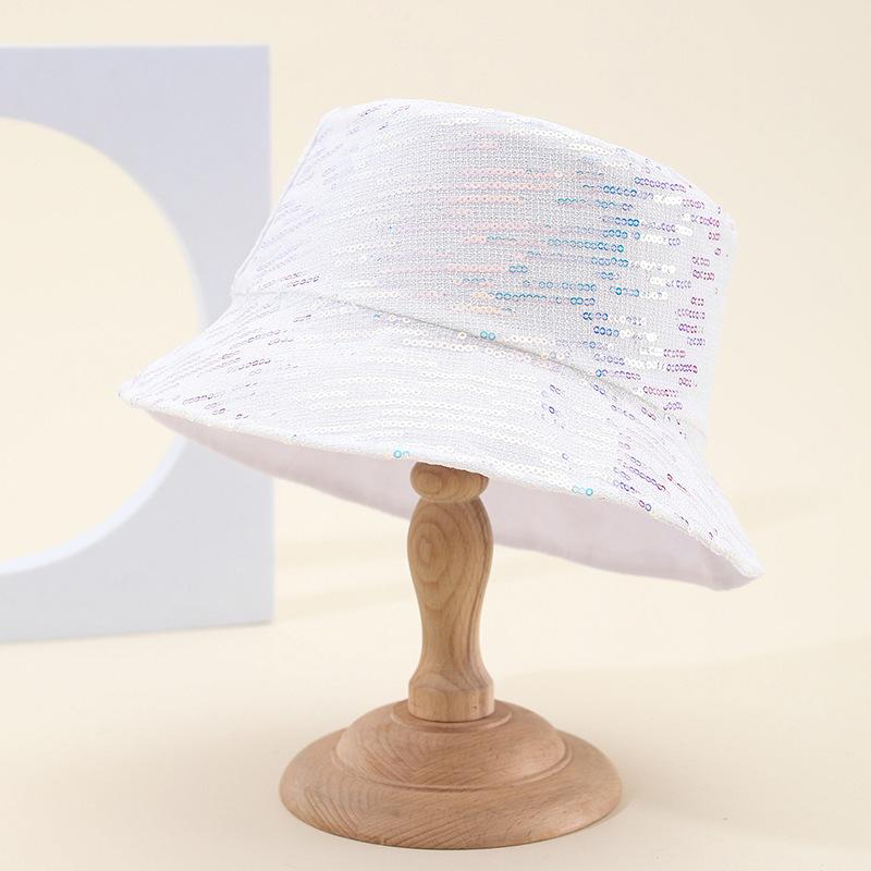 Wind Mixed Color Sequined Bucket Hat Female Fashion Versatile Internet Celebrity Face Small Hat Female Foldable Basin Hat
