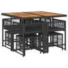 VidaXL Ensemble à Manger de Jardin avec Coussins 9 pcs, Table et Chaises à Dossier Rabattable, Meubles d'Extérieur Patio 3211503