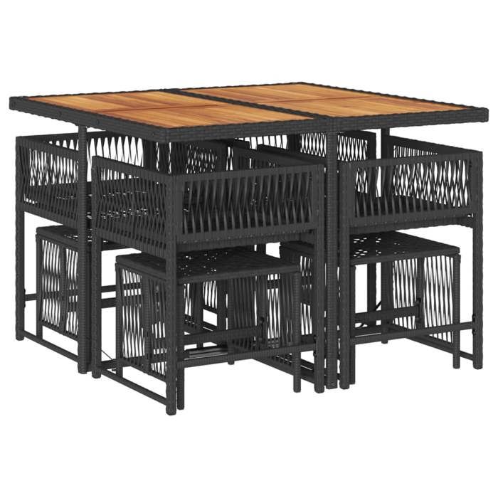 VidaXL Ensemble à Manger de Jardin avec Coussins 9 pcs, Table et Chaises à Dossier Rabattable, Meubles d'Extérieur Patio 3211503