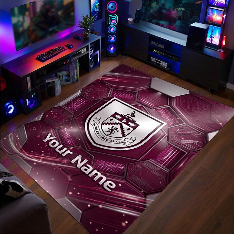 Crystal Velvet Rug Burnley Football Print Custom Name Text Floor Mat Home Decor