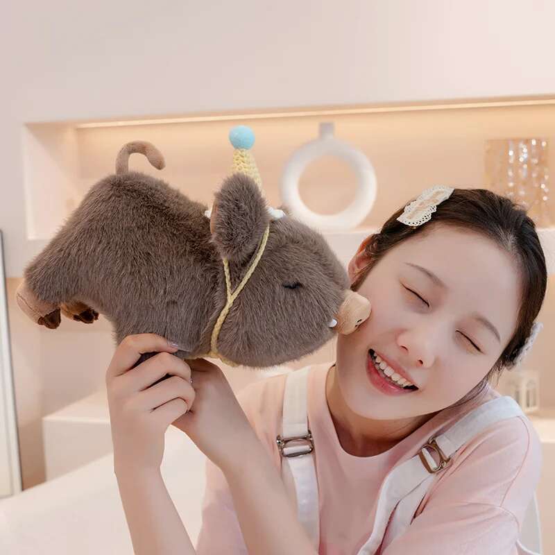 20/30cm Cartoon Simulation Wild Boar Wear Birthday Hat Toy Stuffed Animal Kawaii Pig Anime Doll Holiday Gift Room Decoration