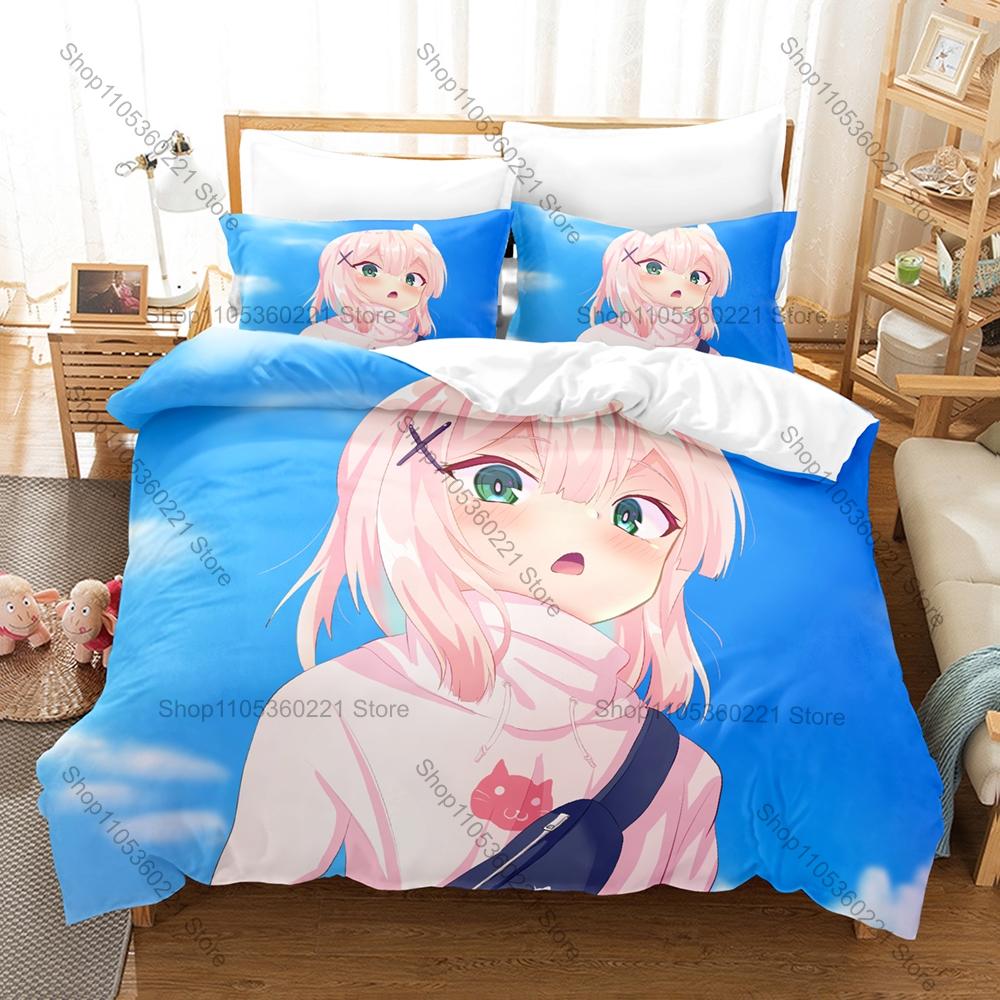 3PCS The Demon Girl Next Door Pattern Bedding Set Skin Friendly Quilt Cover Pillow Case Single Double Bed Home Bedding Kit