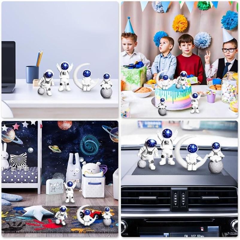 1-4PCS Astronaut Figure Toy Desktop Ornaments Resin Outer Space Birthday Cake Dolls Spaceman Model for Kids Funny Gift