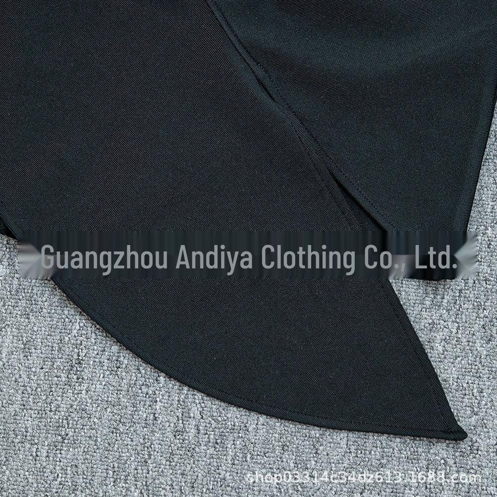 European and American Style One-Shoulder Irregular Hem Bodycon Bandage Dress