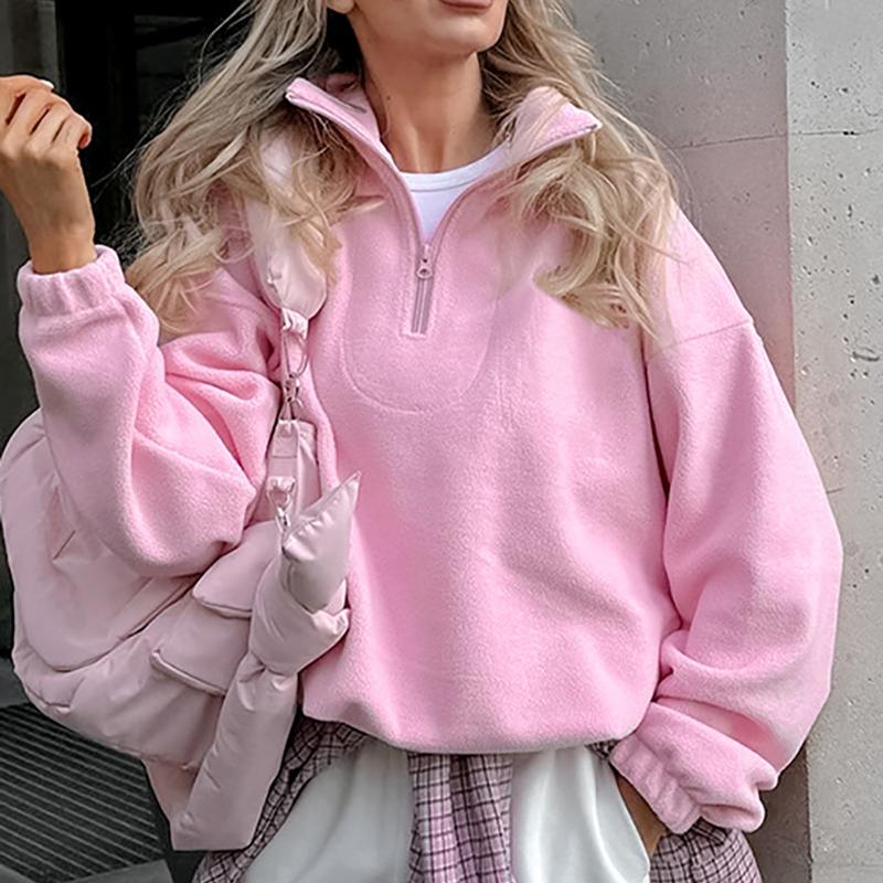 Women Top Hoodies French Simple Lazy Fashion Women's Sports Sweater Autumn and Winter New Solid Color Outer Top