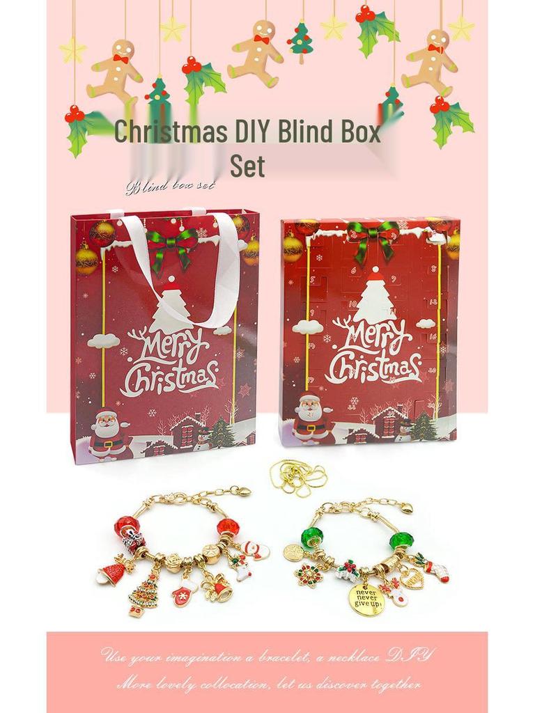 Caixa de Presente Surpresa Vermelha Transfronteiriça de Natal para Crianças - Calendário do Advento Cego Dourado/Prateado DIY