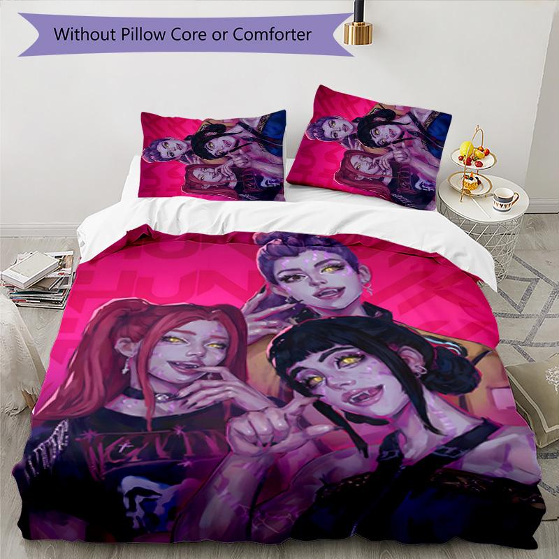 Set Biancheria da Letto KPOP Hunter 3 Pezzi Copripiumino Chiusura Include 1 Copripiumino & 2 Federe per Tutte le Stagioni Camera da Letto Casa Arredamento Stanza del Dormitorio