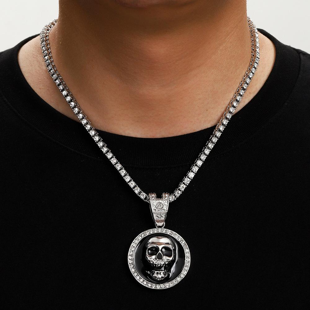 Drip Alloy Skull Pendant Domineering Cool Personality Trend Hip Hop Necklace Men'S Jewelry