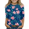 Print Tops For Youth Girls 5-16 Years Round Neck 3/4 Sleeves T-Shirts Trendy Tops Outfit Tees