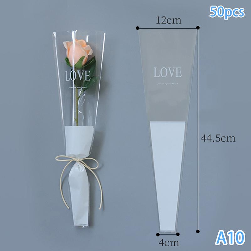 50pcs Mermaid Wavy Pattern Flower Bouquet Gift Cellophane Bag Wrapping Paper Bag Valentine's Day Mother's Day Single Rose Bags