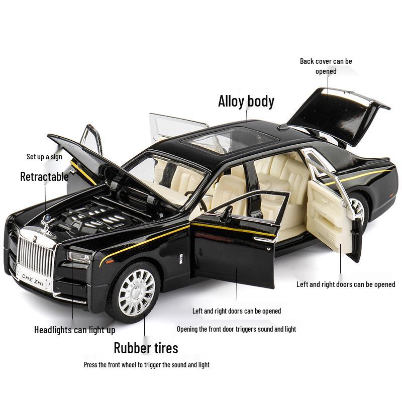 1:32 Rolls-Royce Phantom Toy Car with Suicide Doors, Sound & Light, Alloy Pull-Back Model