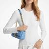 Michael Kors MK Tribeca Plaid Striped Quilted Chain Solid Color Lambskin Pillow Bag Women Handbags Light-Blue 30R4G2RL5L-457