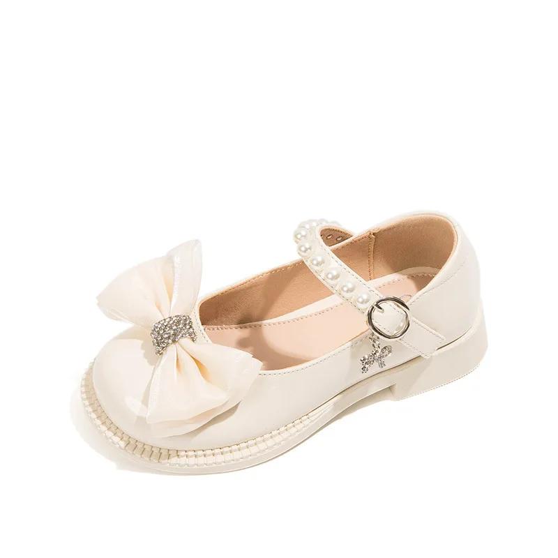 New Girl Leather Shoe Soft Sole Anti Slip Performance Kid Crystal Shoes Fashion Girl Princess Shoe Brand Girl Low Heeled Sandal
