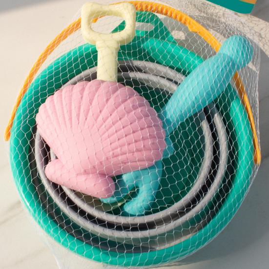 Kids Collapsible Beach Bucket Set with Sand Toys Portable Sand Digging Bucket Shovel Beach Sand Play Tool for Outdoor Play
