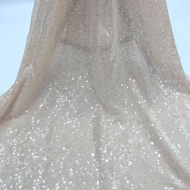 Tessuto di Pizzo Ricamato Full Paillettes Lucide Multicolore Materiale da Cucito Fai da Te per Abito da Sposa Tessuto Decorativo per Abbigliamento