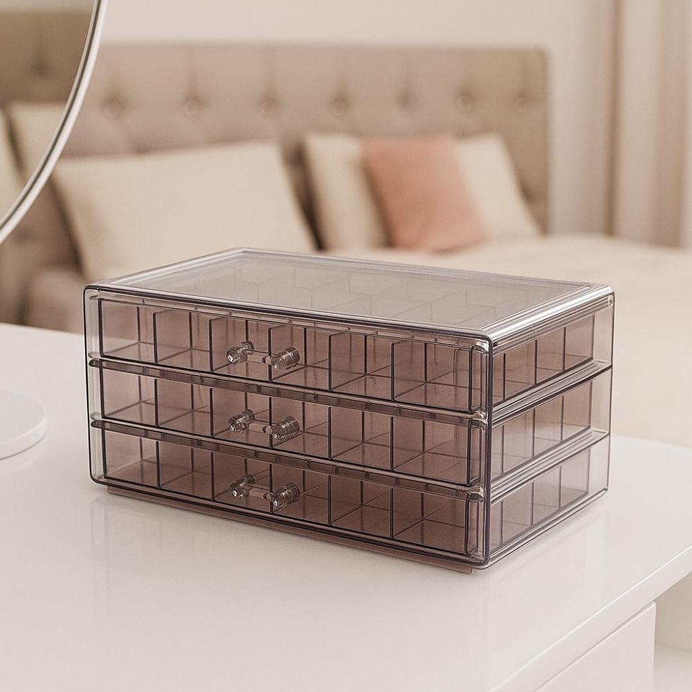Large Capacity 72 Grids Jewelry Box Dustproof Jewelry Organizer  Dressing Table
