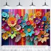 2D Printing Rainbow Floral Backdrop, Bright Colorful Flower Studio Photo Background