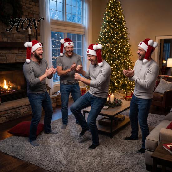 Novelty Christmas Party Gear Animated Naughty Santa Hat for Adults, Funny Electric Moving Cap, Automatic Swinging Red Motion Xmas Accessory
