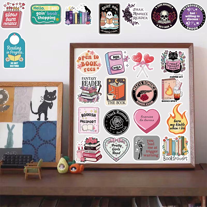 50/100PCS Book Reading Series Sticker Personalized Cartoon Diary Phone Skateboard Paintings Decoration Phone Festival Stickers