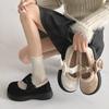 Elegant Bow Design Women Shallow Mouth Thick Sole Plush Single Shoes  Winter Fashion Versatile Comfortable Cotton Mary Jane