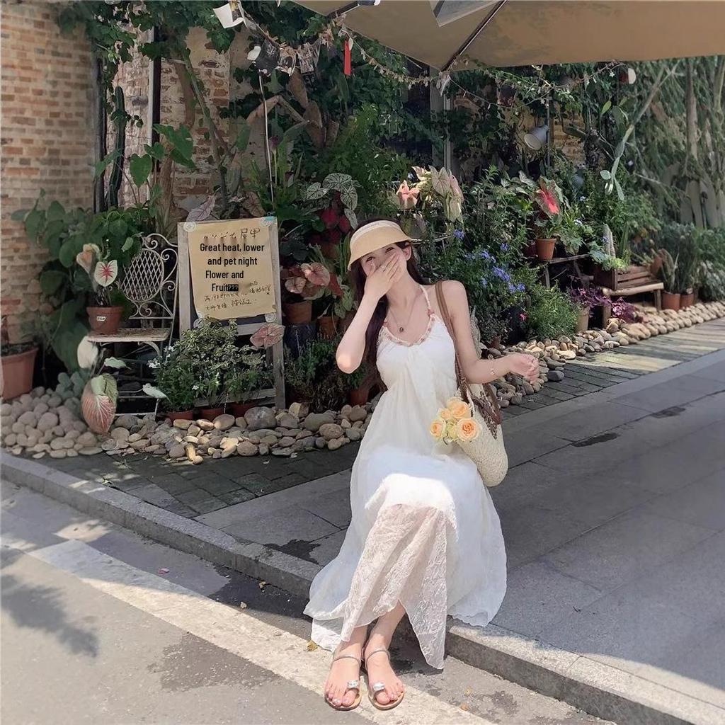 2026 Pure Desire Halterneck Chiffon Dress - Women's Summer Beach Backless Skirt with French High-End Style