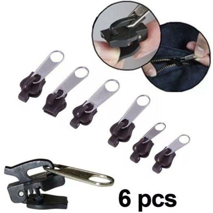 

Kit de Réparation éclair Zip Fermeture Eclair 6pcs Fix Zipper 3 tailles