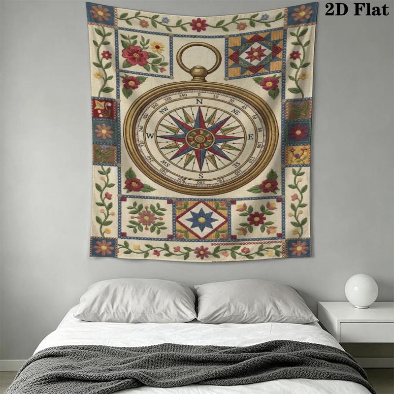 Compass Wall Tapestry Aesthetic Wall Hanging Printed Fabric Blanket Decorative Tapestries for Bedroom Living Room Home Decor
